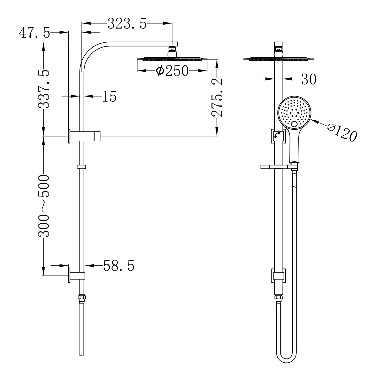 BIANCA TWIN SHOWER BRUSHED NICKEL