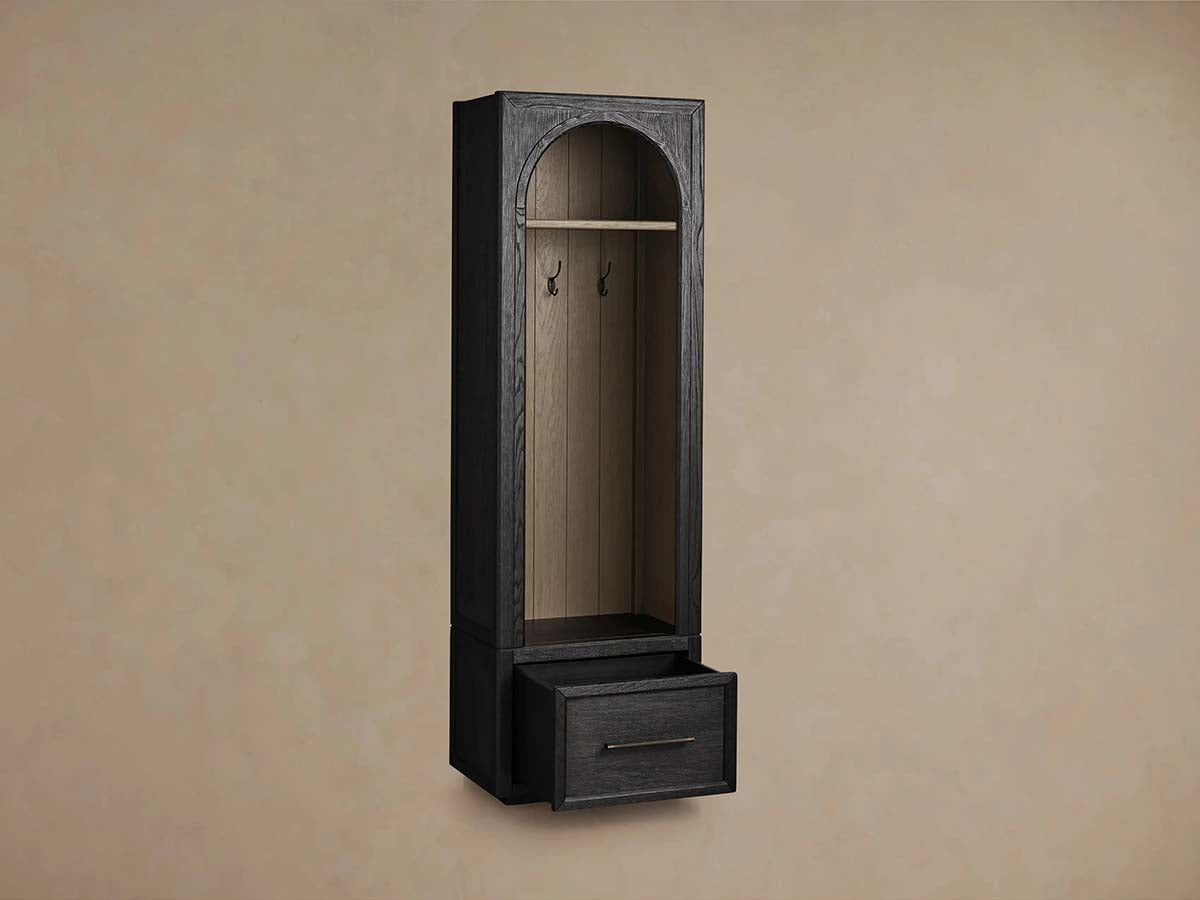 Hattie Oak Wood Entryway Cabinet Storage Tall Cabinet With Hooks
