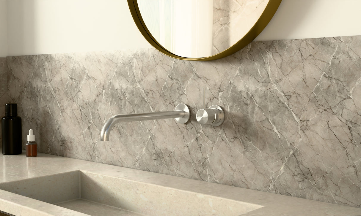 Mecca Shower Mixer 60mm Handle Up Plate Brushed Nickel