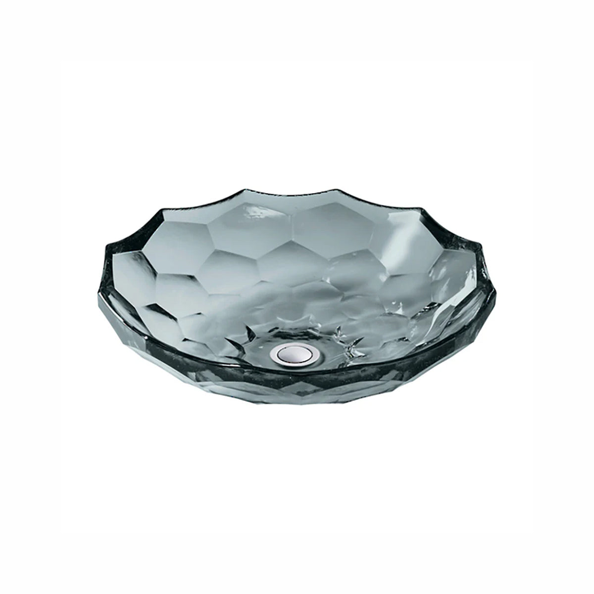 Faceted Glass Vessel Basin Translucent Stone 2373-B11