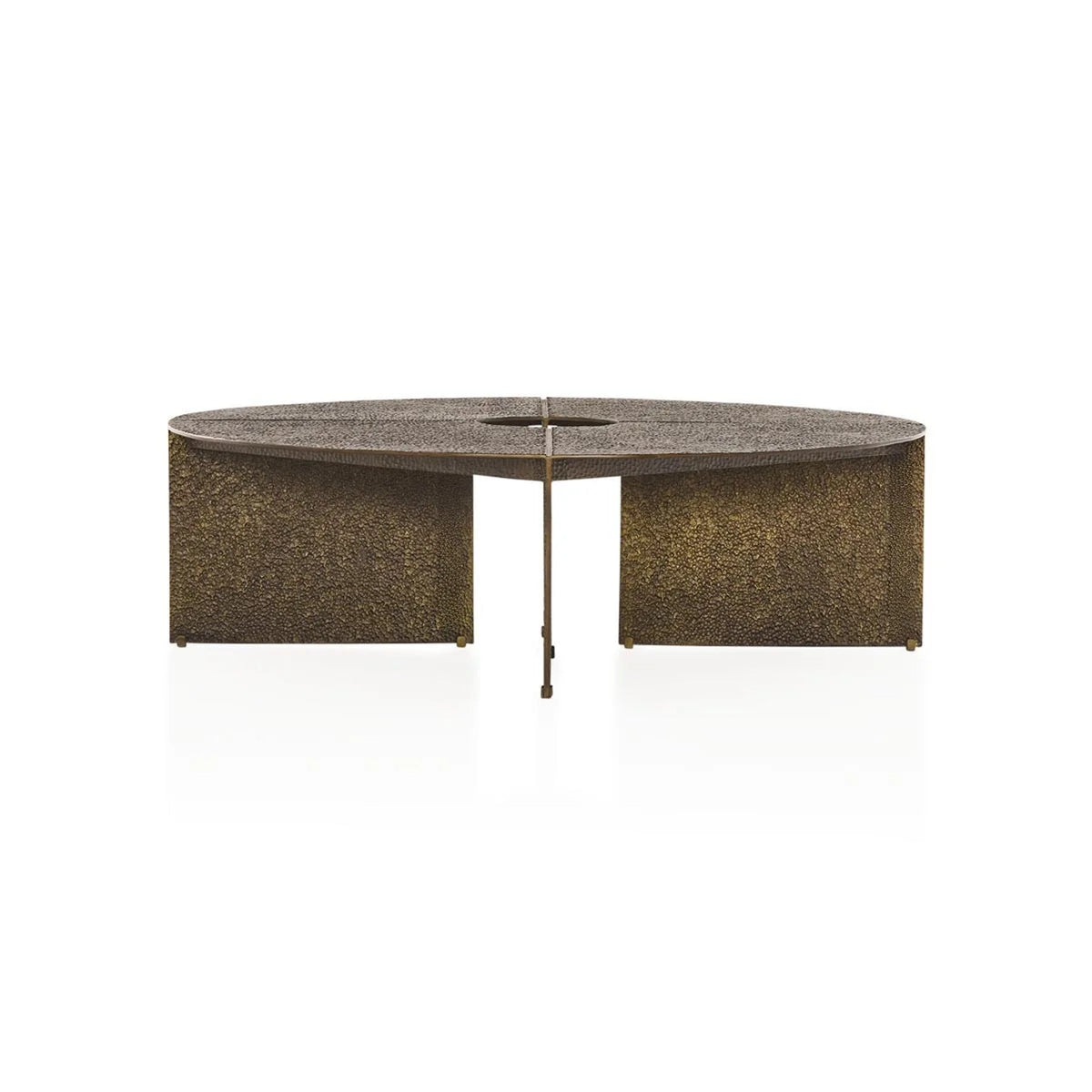 Bowie Hammered Cast Coffee Table Aluminum Sofa Center Tea Table in Antiqued Bronze