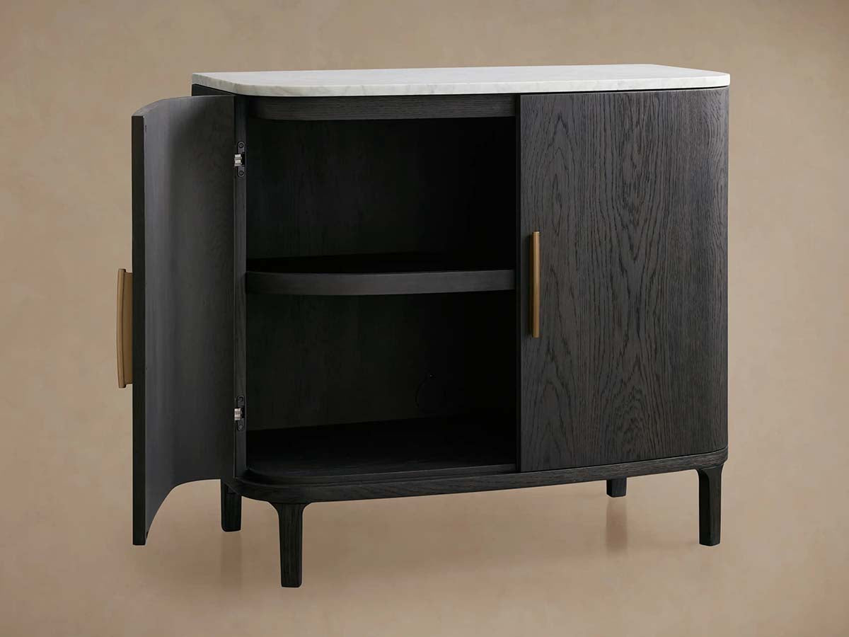 Danny Oak Wood Sideboards Cabinet Marble Top Buffet Cabinet Lockers