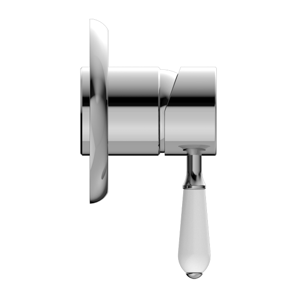 York Shower Mixer With White Porcelain Lever Chrome