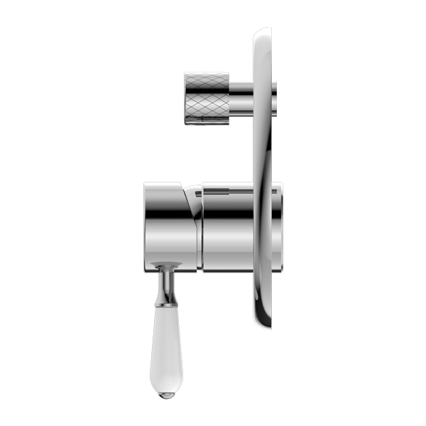 York Shower Mixer With Divertor With White Porcelain Lever Chrome