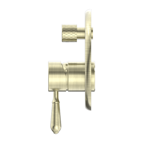 York Shower Mixer With Divertor With Metal Lever Aged Brass
