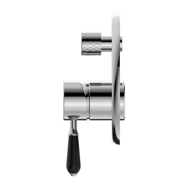 York Shower Mixer With Divertor With Black Porcelain Lever Chrome