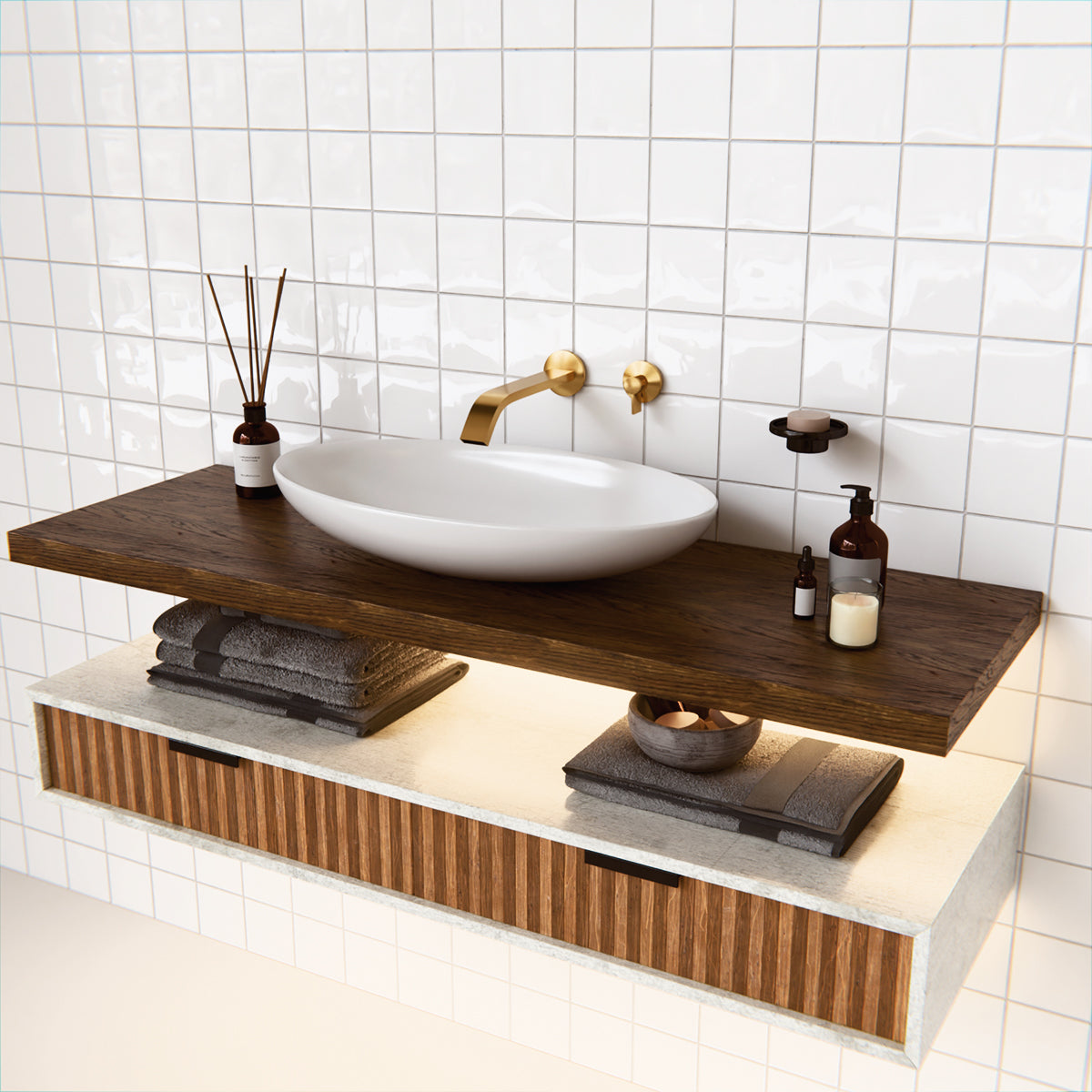 Components Ribbon Basin Spout - Brushed Brass