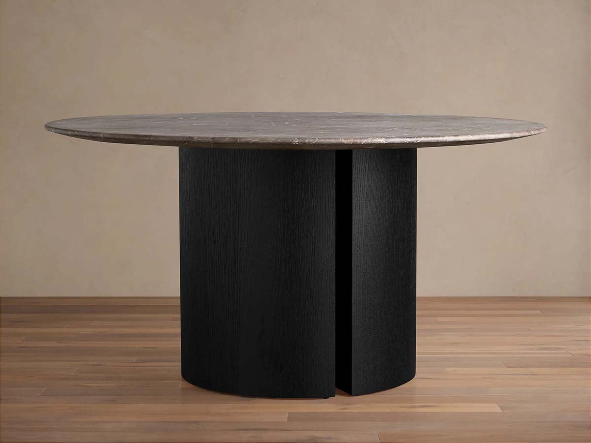 Saint Germain Round Marble Top Dining Table With Wood Dauphine Base