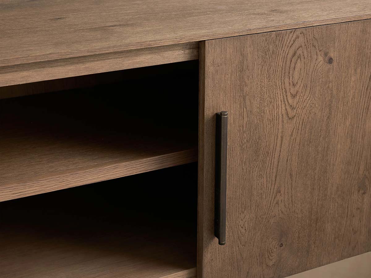 Felton Media Console Oak TV Stand Side Cabinet Television Storage Unit Wood Sideboard