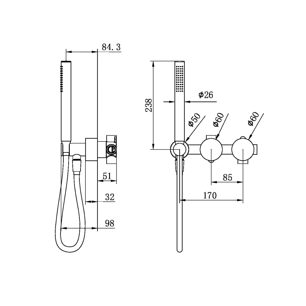 Kara Progressive Shower System Separate Plate Gun Metal