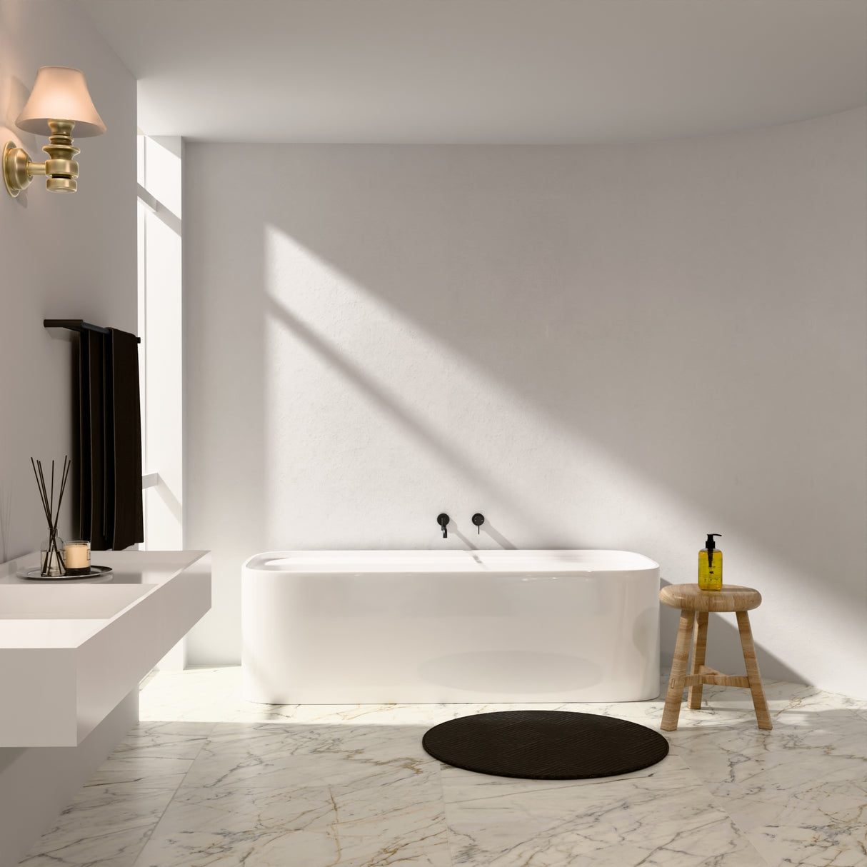 Mecca Wall Basin/Bath Mixer Swivel Spout 225mm Matte Black