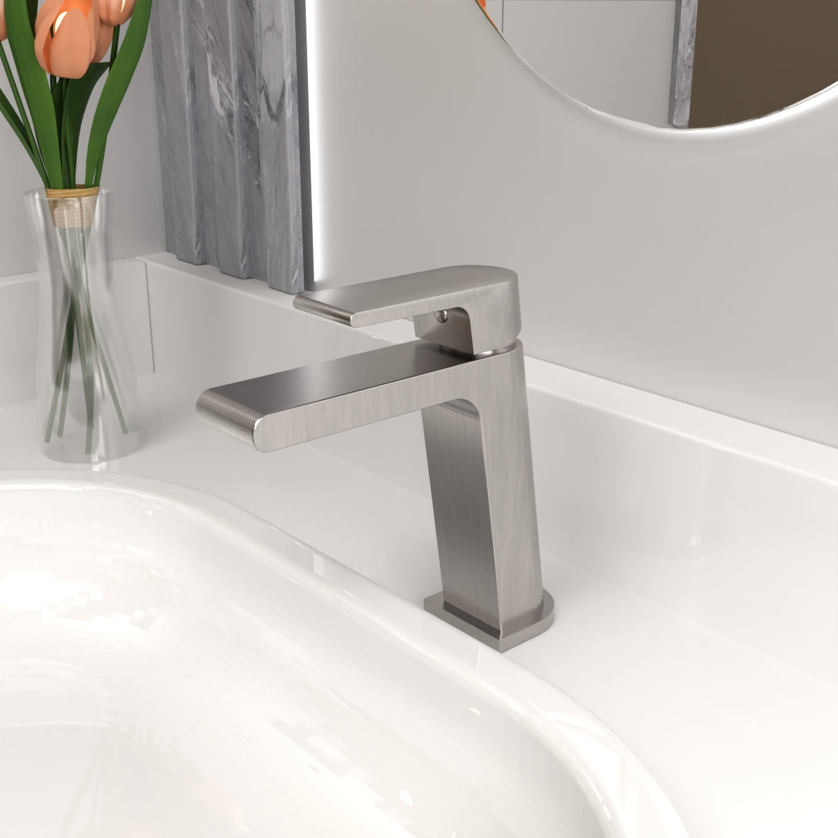 Bianca Basin Mixer Straight Spout Brushed Nickel