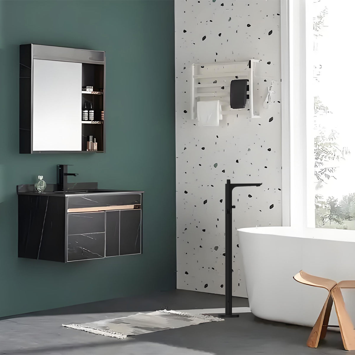 Bianca Freestanding Bath Mixer With Hand Shower Matte Black