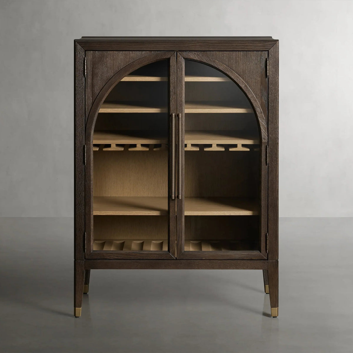 Hattie Wood Low Bar Cabinet Mid-century Modern Oak Wine cabinet