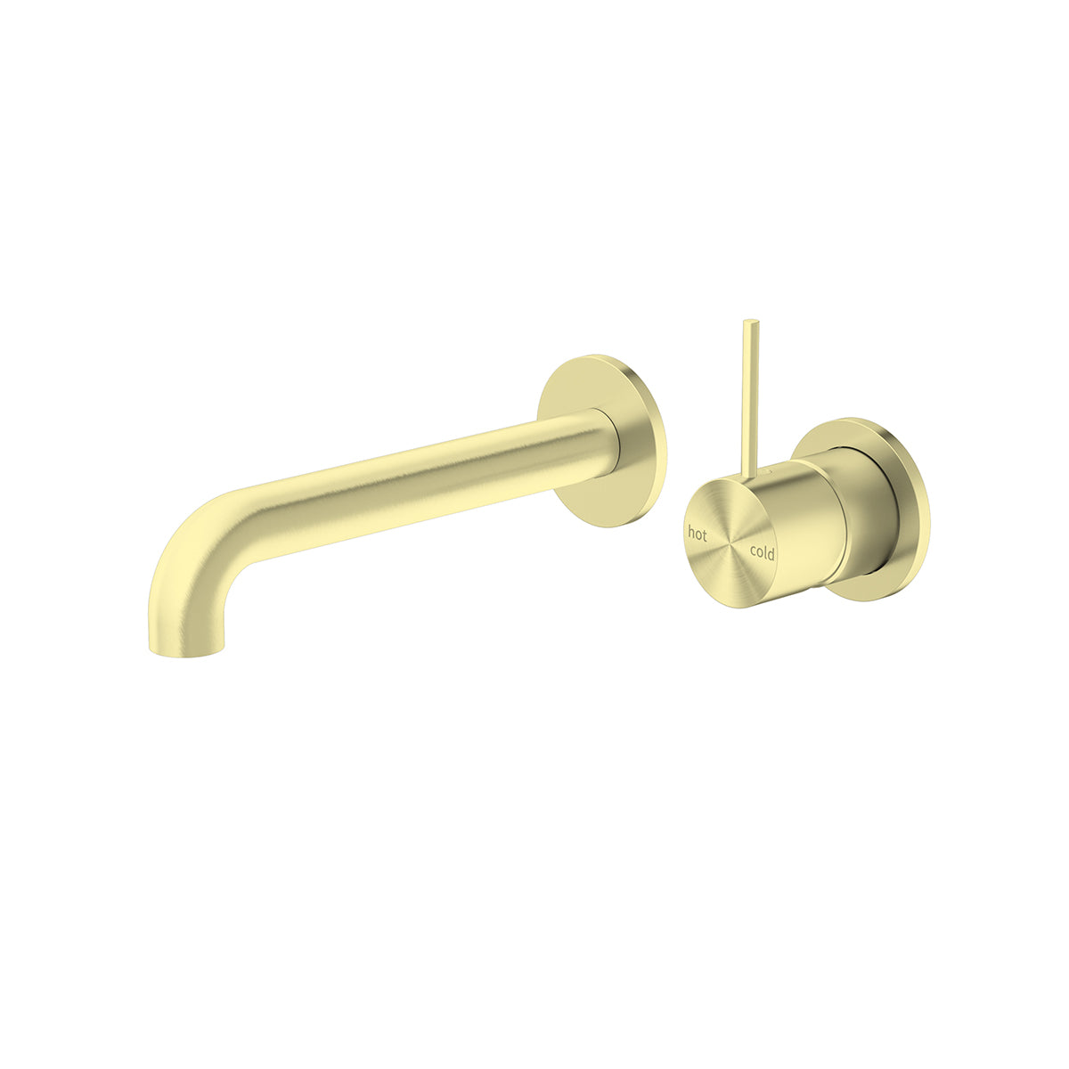 Mecca Wall Basin Mixer Separate Back Plate Handle Up 185mm Spout Brushed Gold