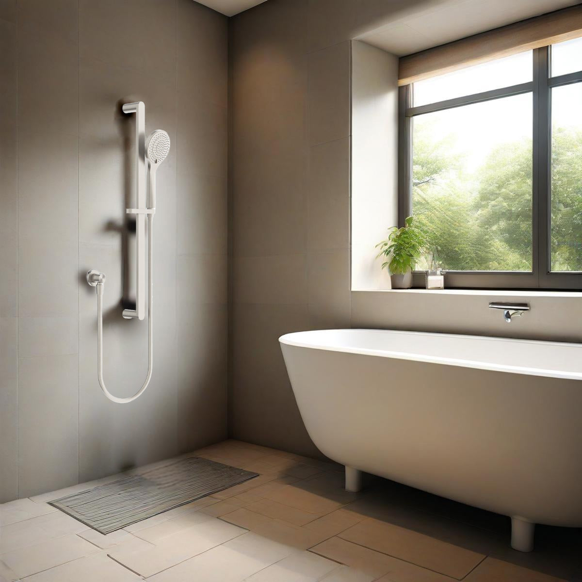 Ecco Shower Rail With Air Shower Brushed Nickel