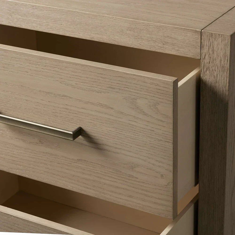 Bodhi Tall Nightstand Wood Night Side Cabinet Rustic Bedside Table Two-Drawer Chest