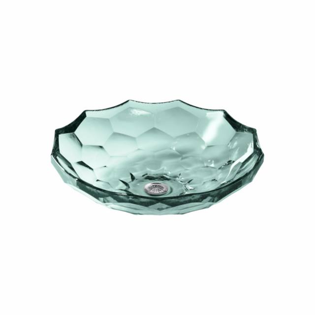 Faceted Glass Vessel Basin Translucent Dew 2373-TG2