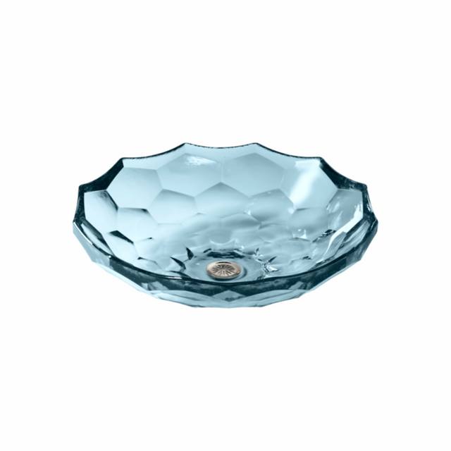 Faceted Glass Vessel Basin Translucent Dusk 2373-TG1