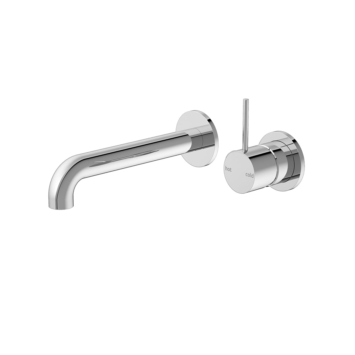 Mecca Wall Basin Mixer Separate Back Plate Handle Up 185mm Spout Chrome
