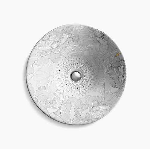 Empress Bouquet on Conical Bell Vessel Basin