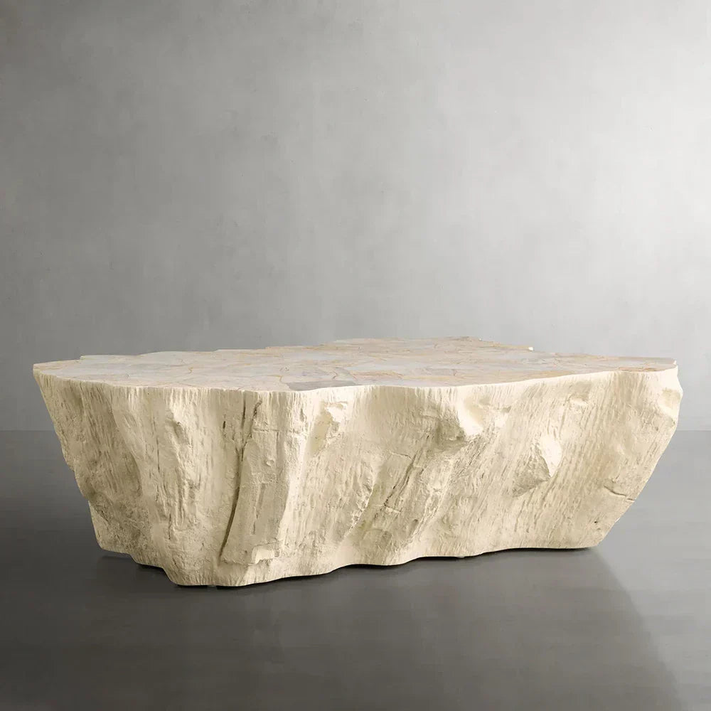 Clayhill Irregular Shape Coffee Table Petrified Wood Cocktail Table Unique Sofa Center Tea Table