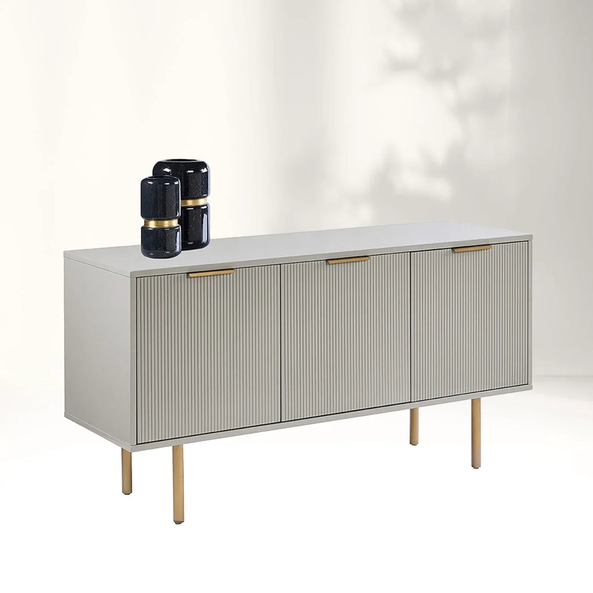 Doroda Modern Wood Frame Sideboard Spacious Cabinets With Gold Hardware