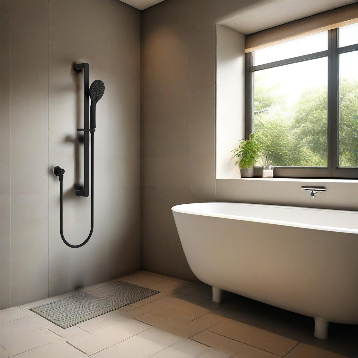 Ecco Shower Rail With Air Shower Matte Black