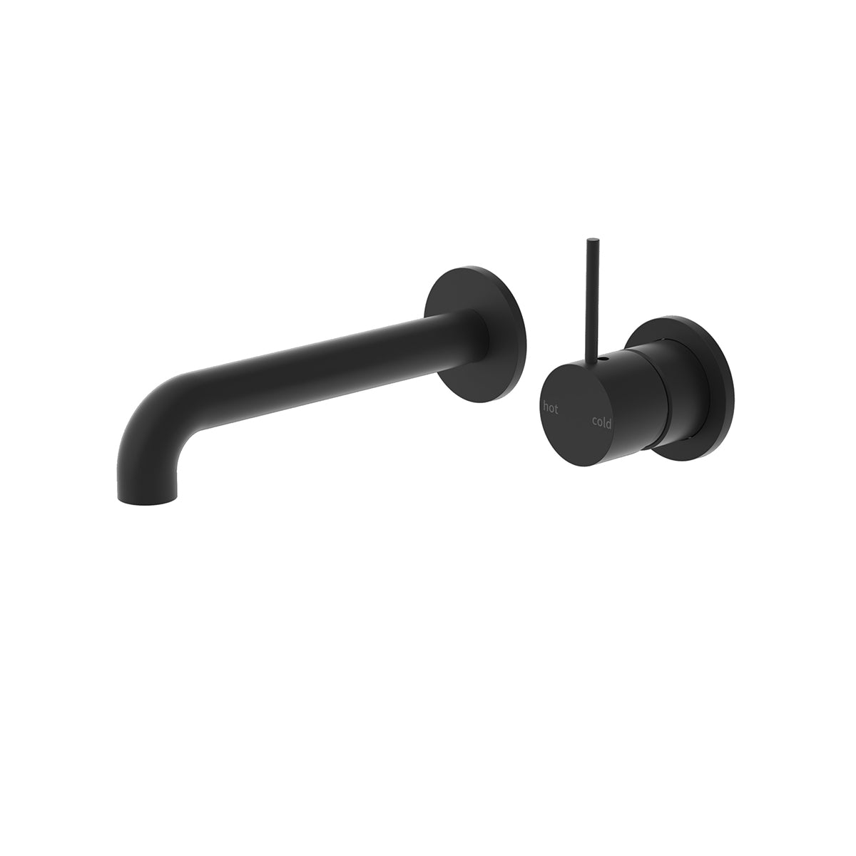 Mecca Wall Basin Mixer Separate Back Plate Handle Up 185mm Spout Matte Black