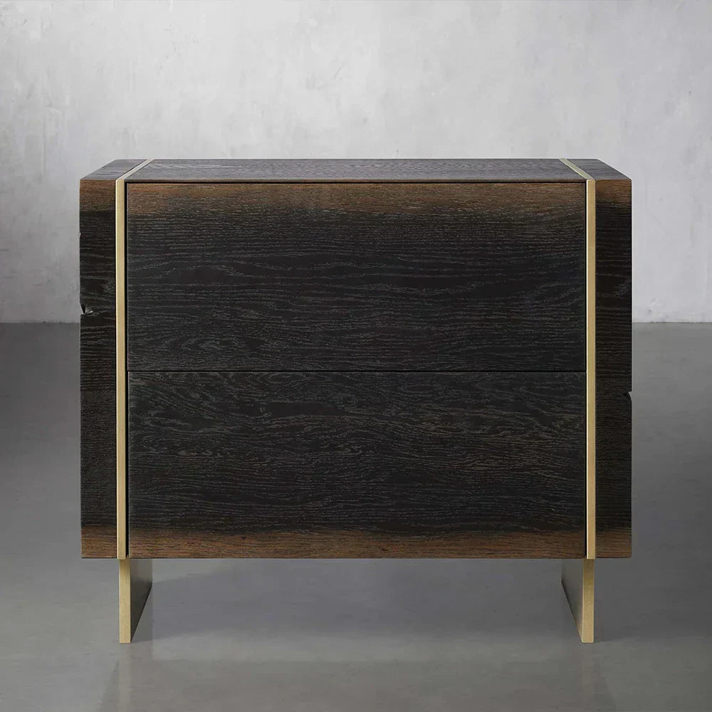 Mihaela Wood Closed Nightstand Retro Oak Nightside Table With Drawer Barrel Inspired