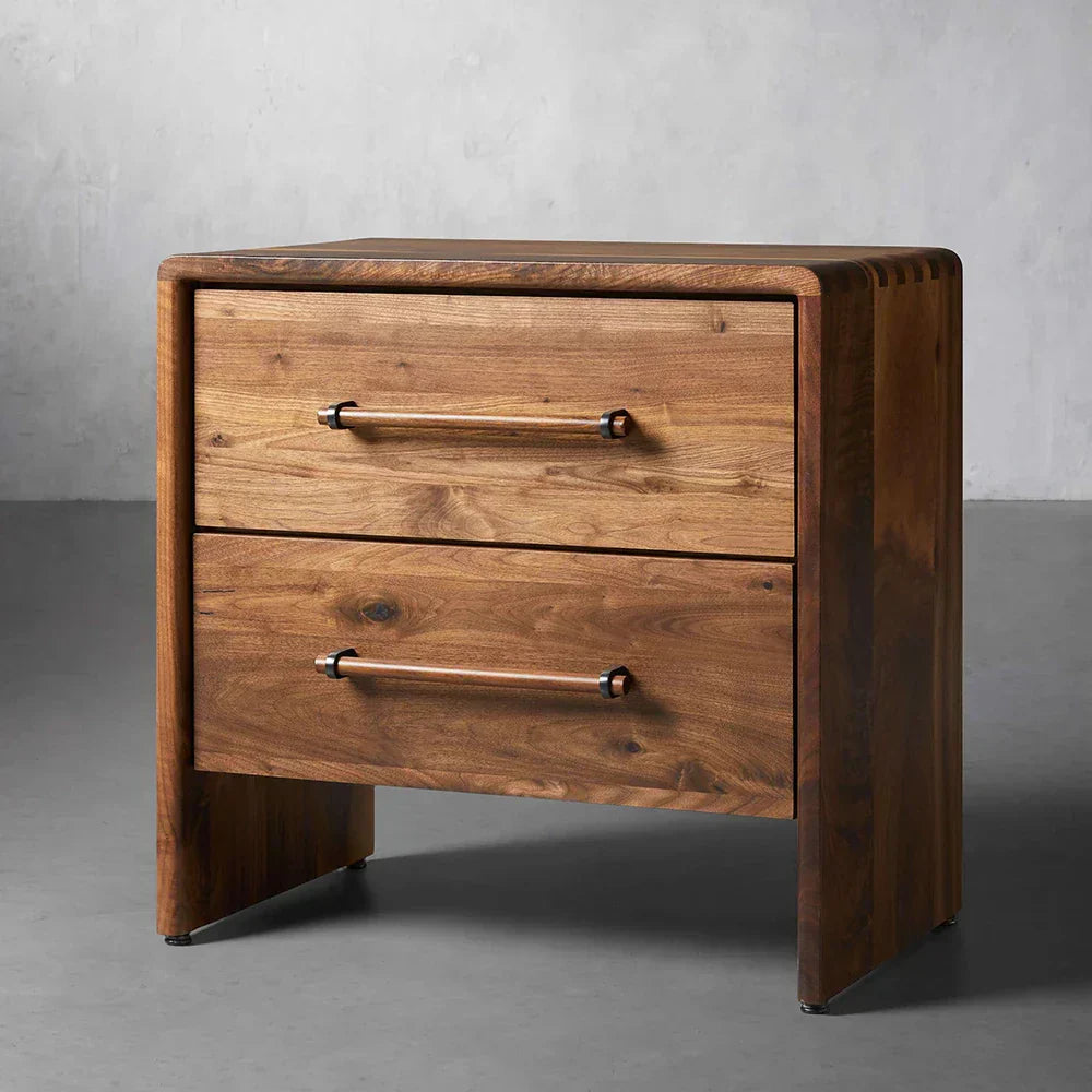 Miller Closed Nightstand Solid Walnut Nightside Table with Drawers