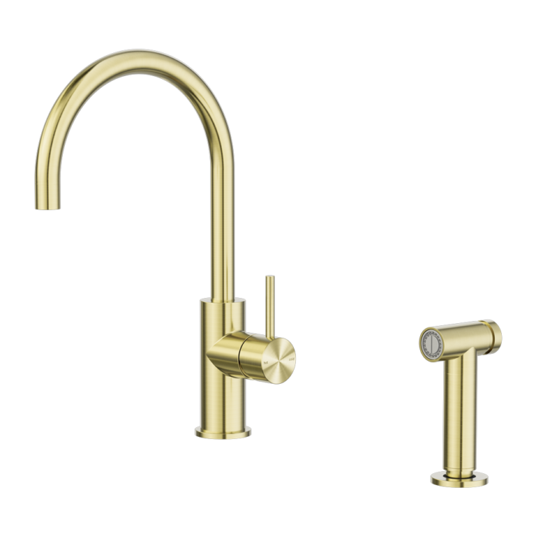 Zen Ss316l Kitchen Mixer With Hand Spray Brushed Gold