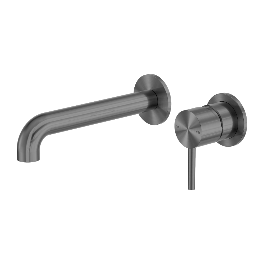 Zen Ss316l Wall Basin/Bath Mixer Separate Back Plate 230mm Spout Graphite