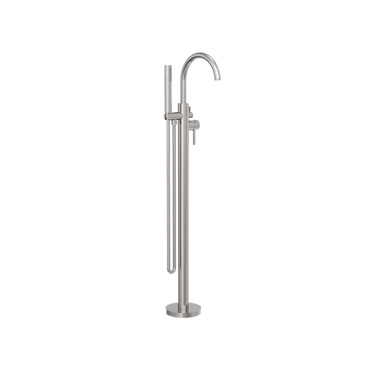 Mecca Round Freestanding Mixer With Hand Shower Brushed Nickel
