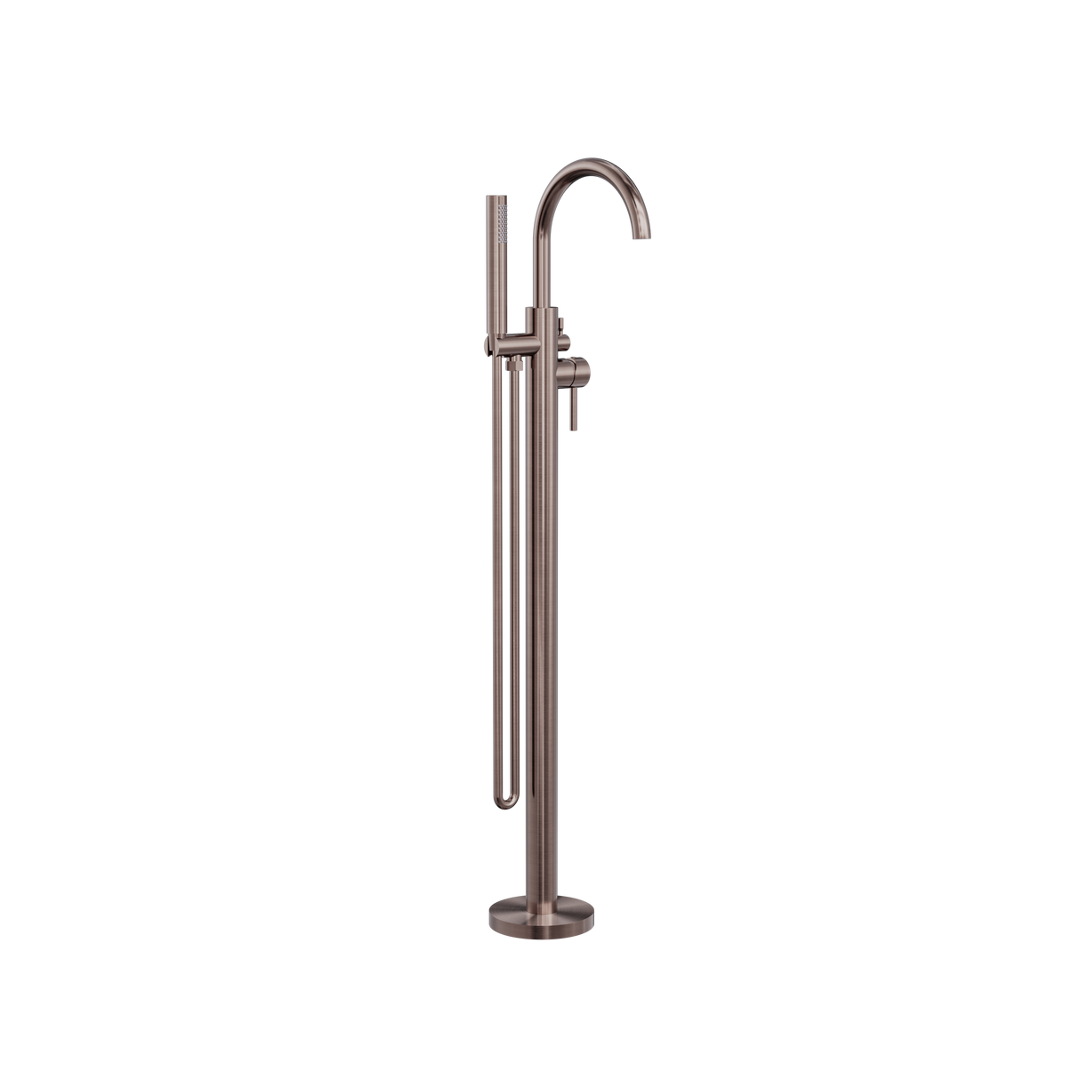 Mecca Round Freestanding Mixer With Hand Shower Brushed Bronze