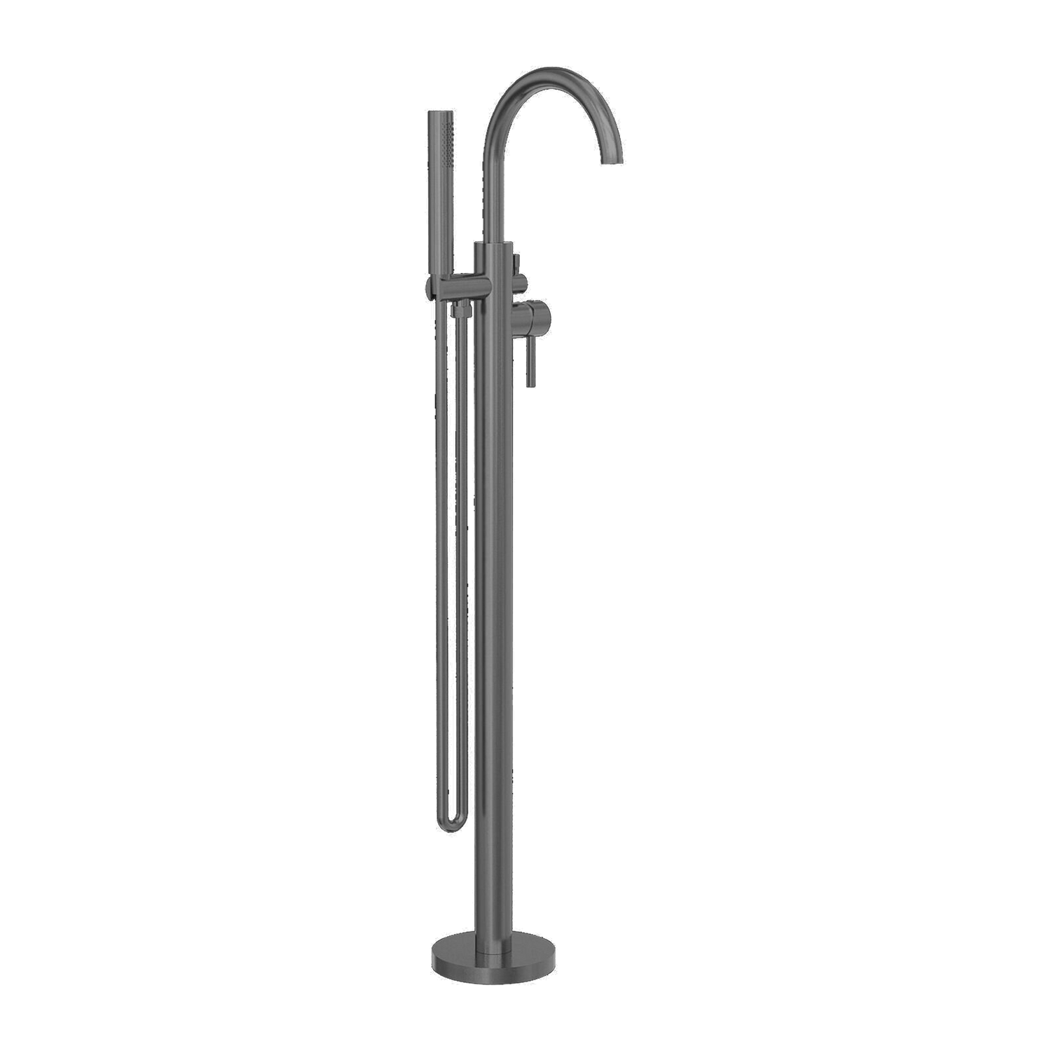 Mecca Round Freestanding Mixer With Hand Shower Gun Metal
