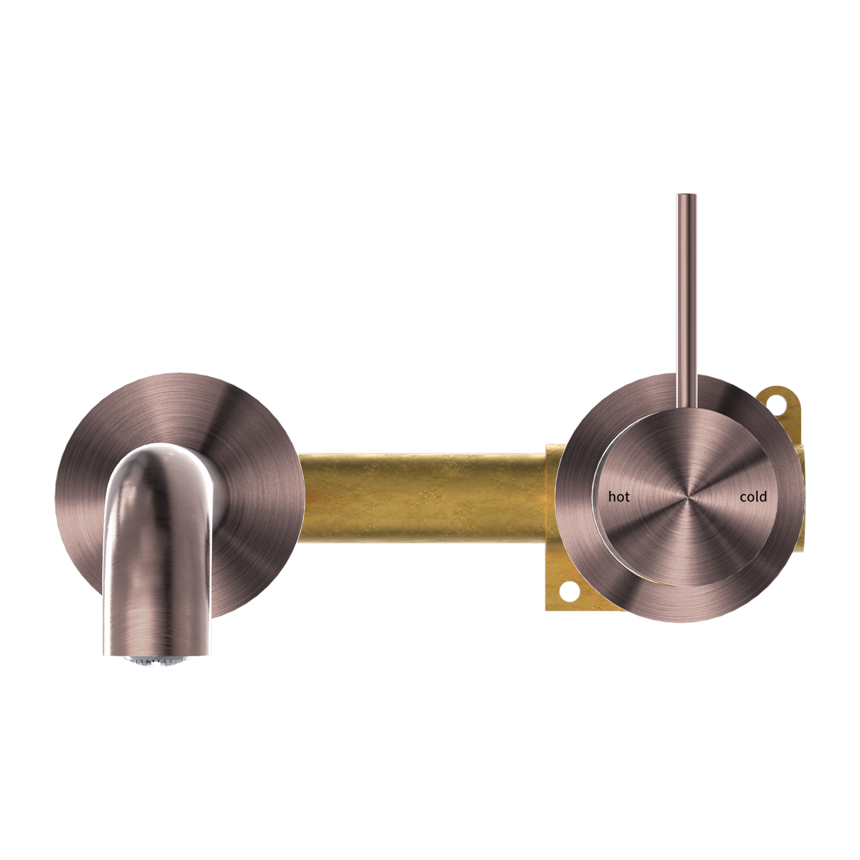 Mecca Wall Basin Mixer Separate Back Plate Handle Up 185mm Spout Brushed Bronze