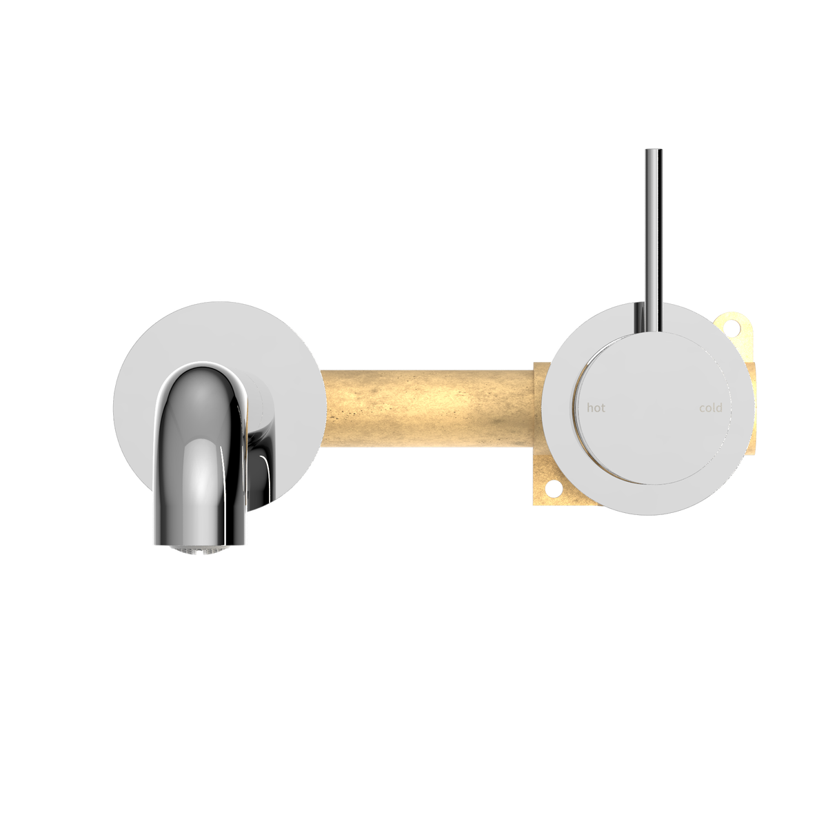 Mecca Wall Basin Mixer Separate Back Plate Handle Up 185mm Spout Chrome