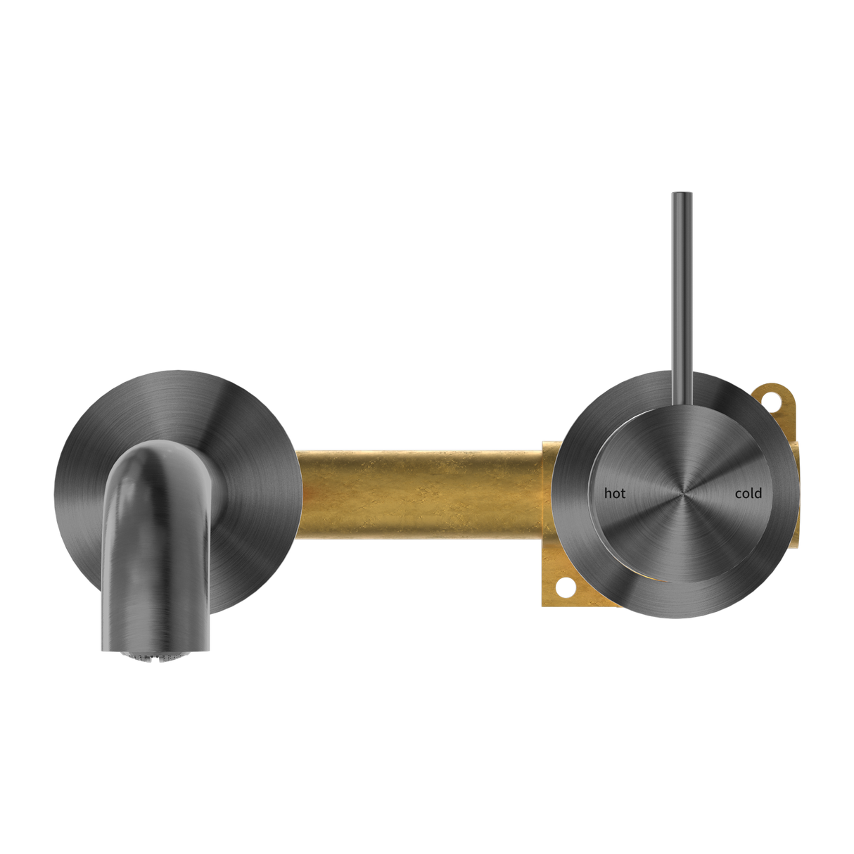 Mecca Wall Basin Mixer Separate Back Plate Handle Up 185mm Spout Gun Metal