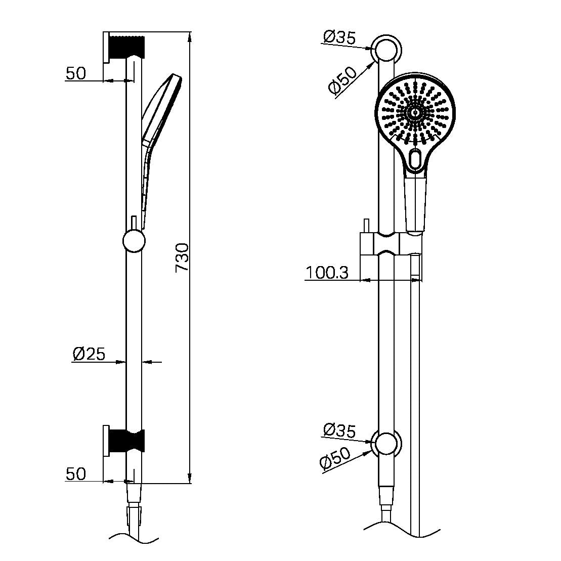 Opal Shower Rail Graphite
