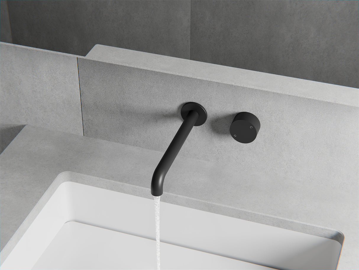 Kara Progressive Wall Basin/Bath Set 185mm Matte Black
