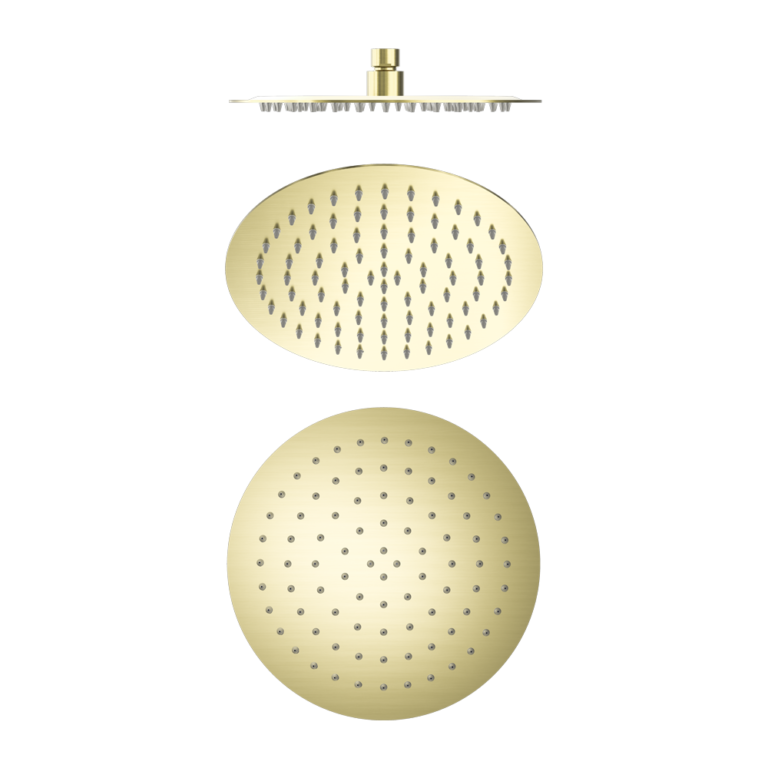 250mm Round Stainless Steel Shower Head 4 Star Rating Brushed Gold