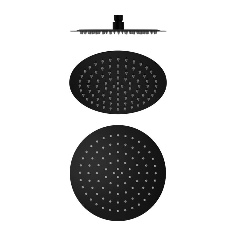 250mm Round Stainless Steel Shower Head 4 Star Rating Matte Black