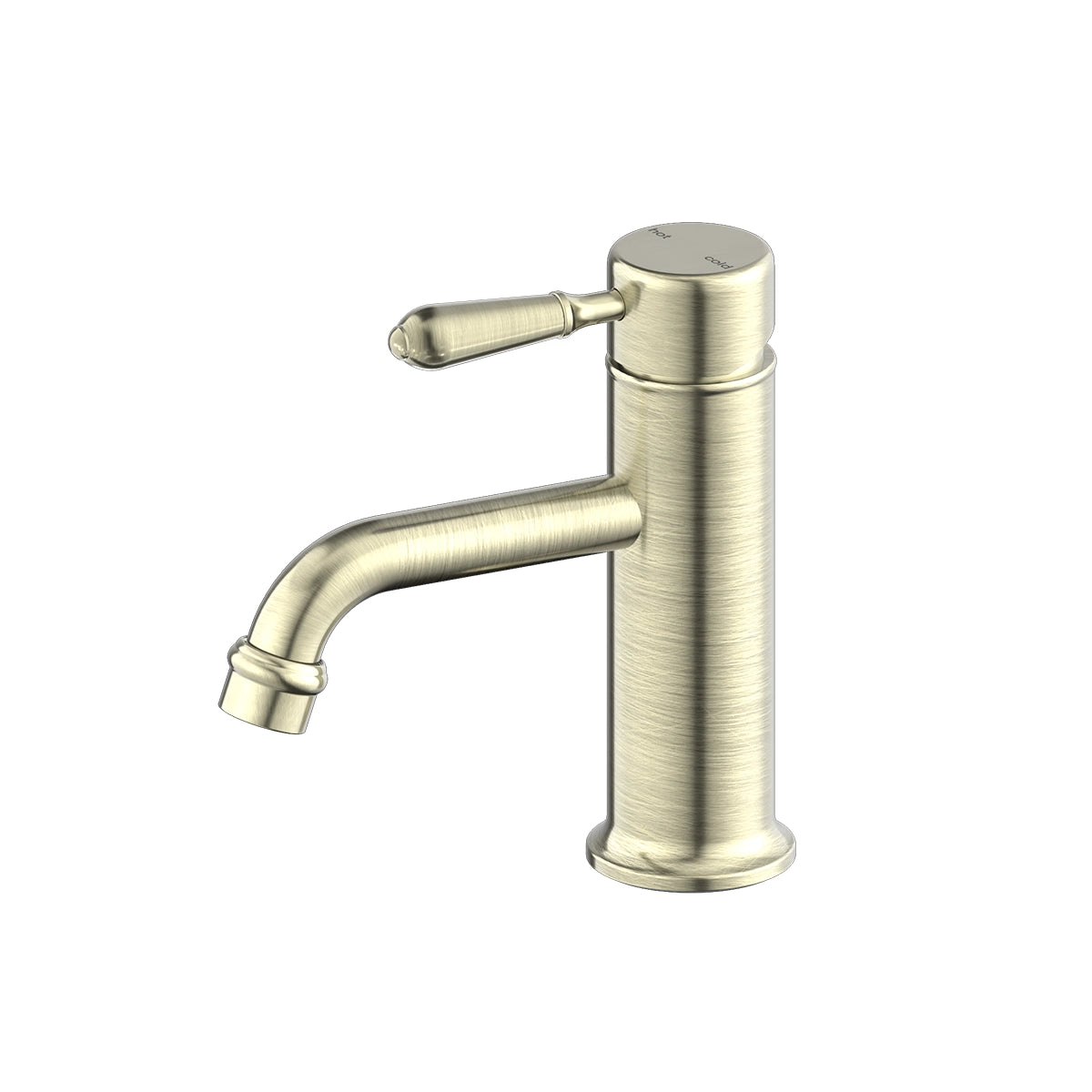 York Straight Basin Mixer With Metal Lever Aged Brass