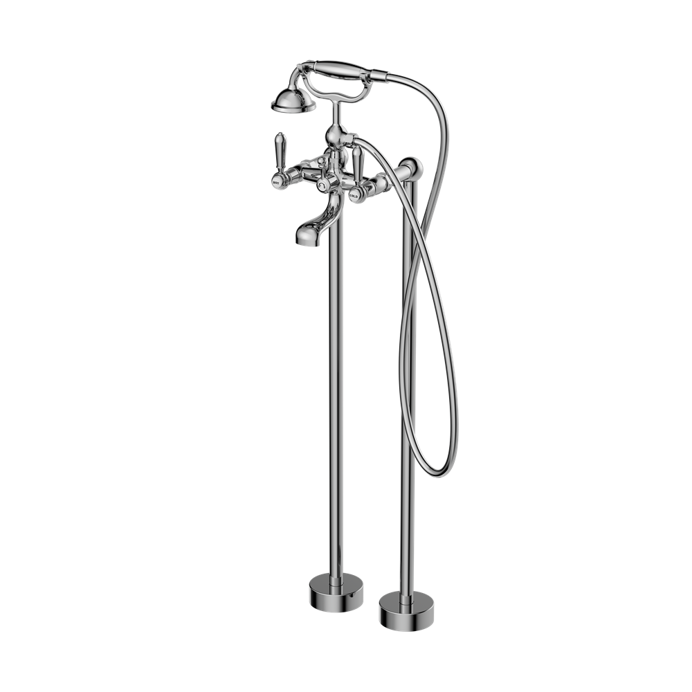 York Freestanding Bath Set With Metal Hand Shower Chrome