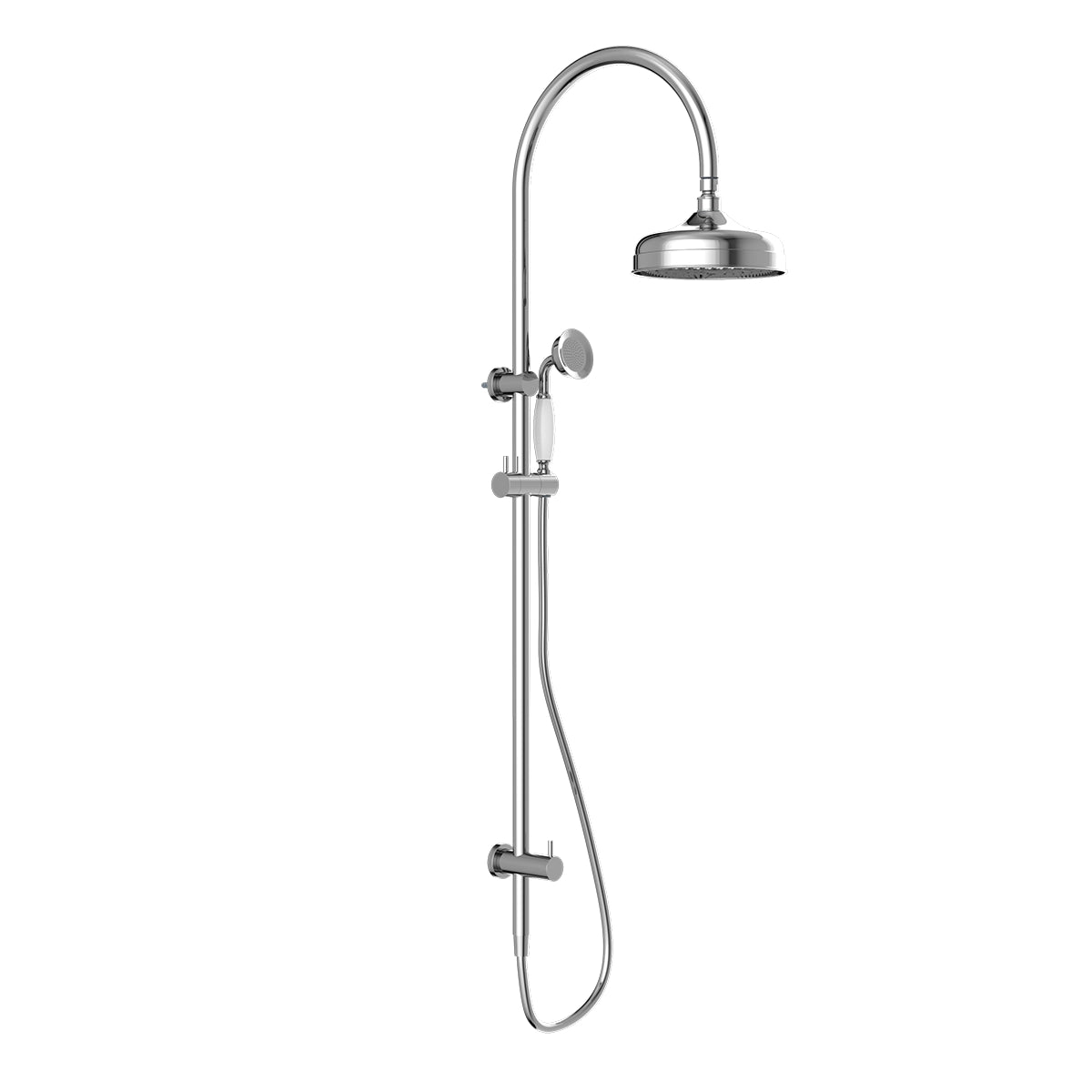 York Twin Shower With White Porcelain Hand Shower Chrome
