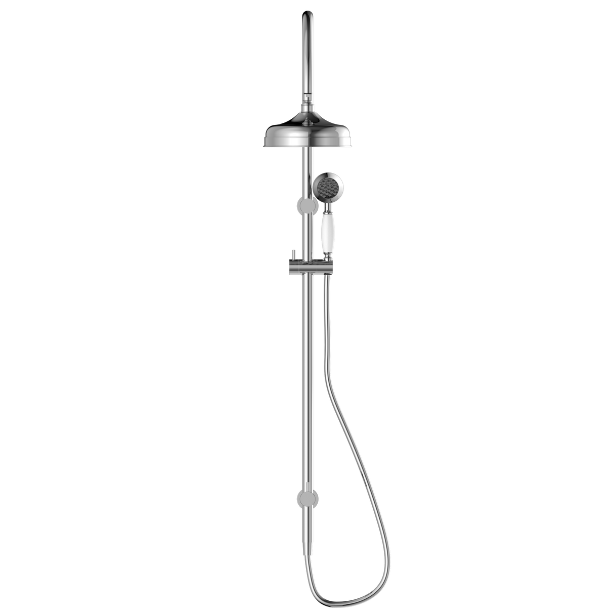 York Twin Shower With White Porcelain Hand Shower Chrome