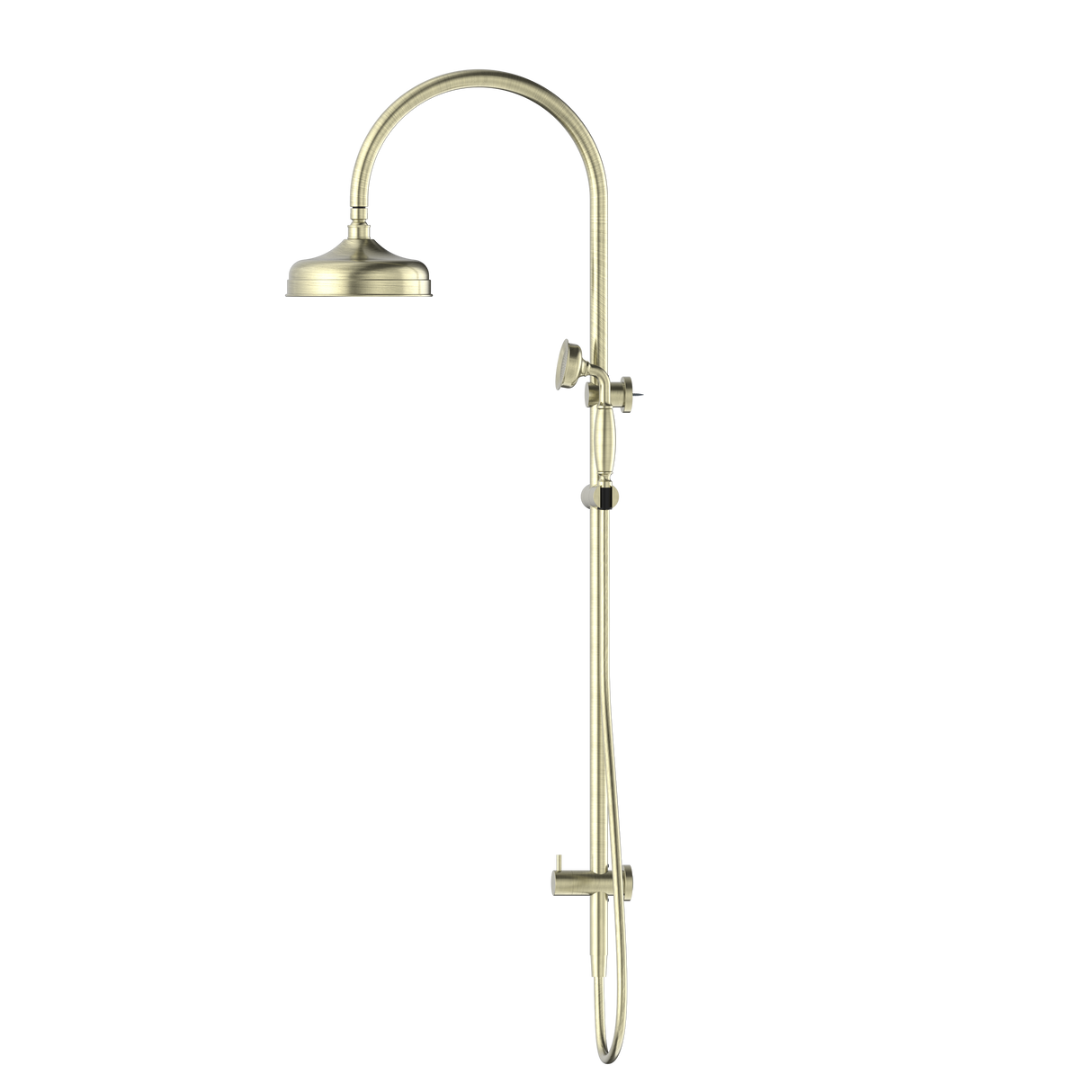 York Twin Shower With Metal Hand Shower Aged Brass