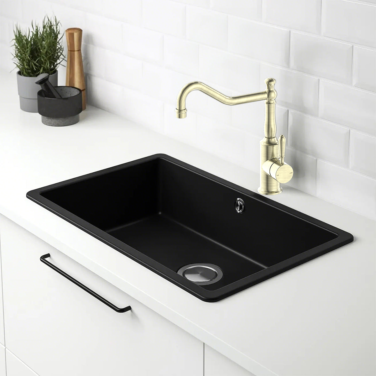 York Kitchen Mixer Hook Spout With Metal Lever Aged Brass