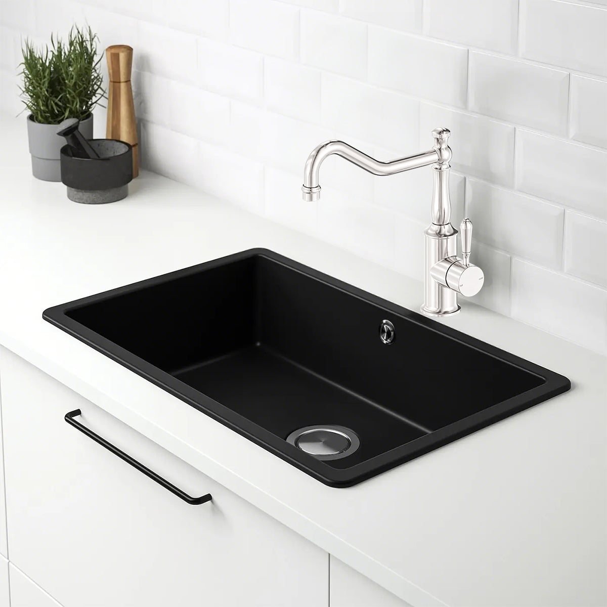 York Kitchen Mixer Hook Spout With Metal Lever Brushed Nickel